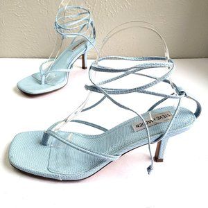 Steve Madden Square Toe Strappy Heeled Sandal Size 8.5 Baby Blue Dressy Heels